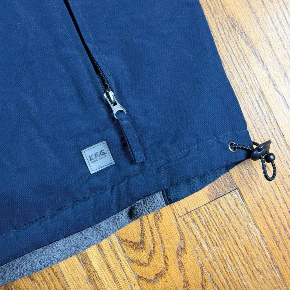 Izod PerformX XFG Reversible Vest Mens Large Navy Blue Nylon Grey Fleece Zip